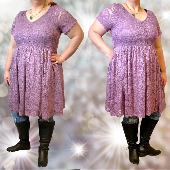 Torrid Purple Lace Skater Dress Size 1 1XL & 2 2XL New with tags - Picture 3 of 15